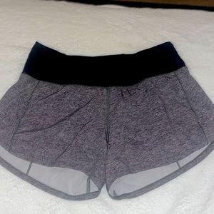 Lululemon speed up low rise lined shorts, size 4, heathered grey